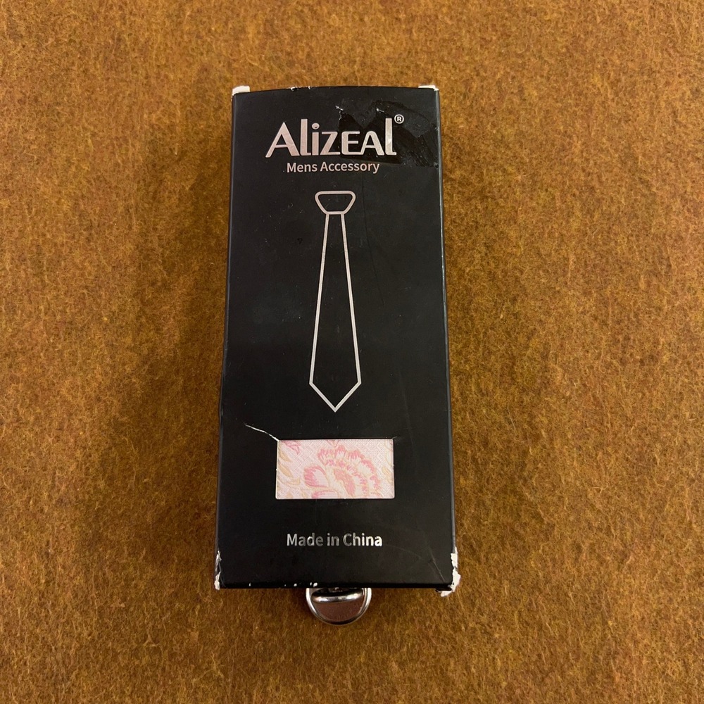 Alizeal Mens 3.15" Light Pink Floral Jacquard Necktie Set NWT